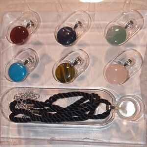 Elegant Multi-Stone Pendant Necklace Set